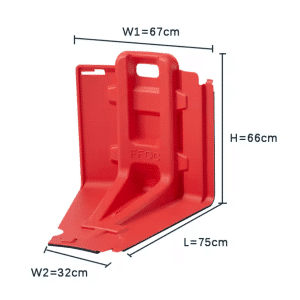 ABS Barriere | H: 52 cm x Bund L: 63 cm x B: 70 cm - Indvendig hjørne
